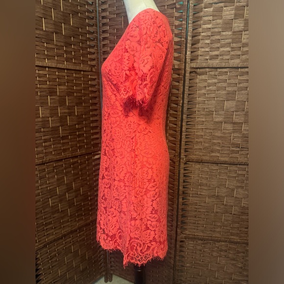 Jessica H Size 8 Coral Dress Lining with Lace overlay Business Cocktail - Picture 8 of 14